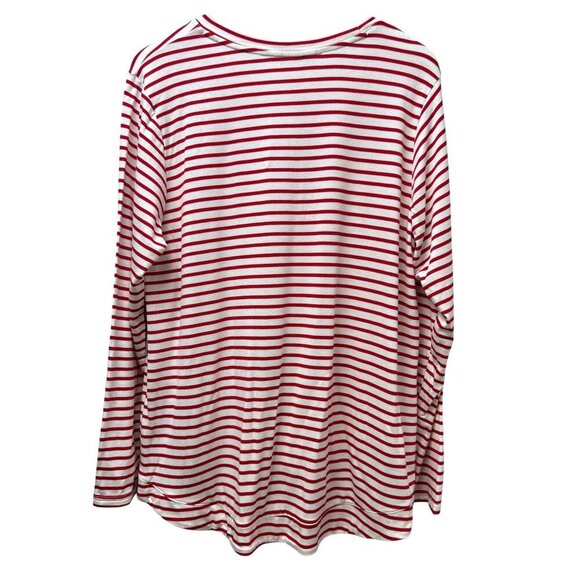 Liz Claiborne Red Stripe Top Size XL Womens Long Sleeve Tee Nautical NWT - Picture 3 of 9